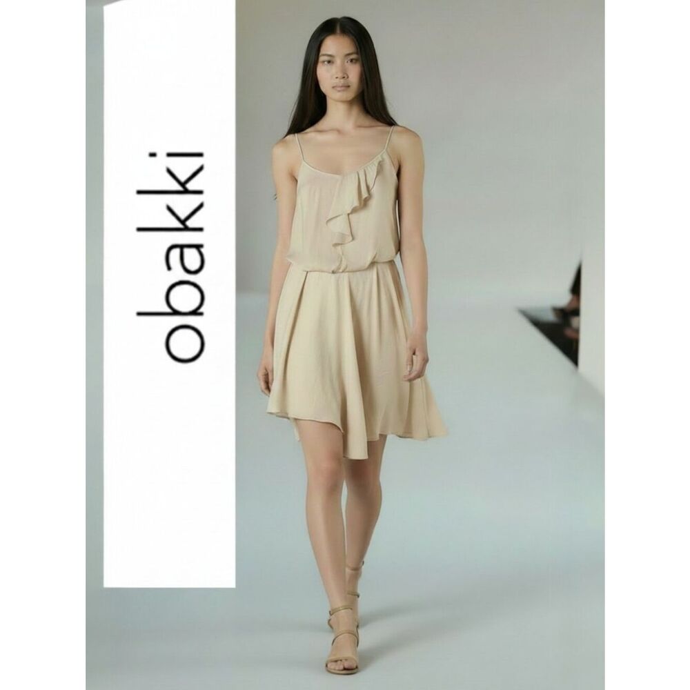 Obakki Fluid Silk Cream Ruffle Ethereal Asymmetric Flowy Runway Fairy Dress 2